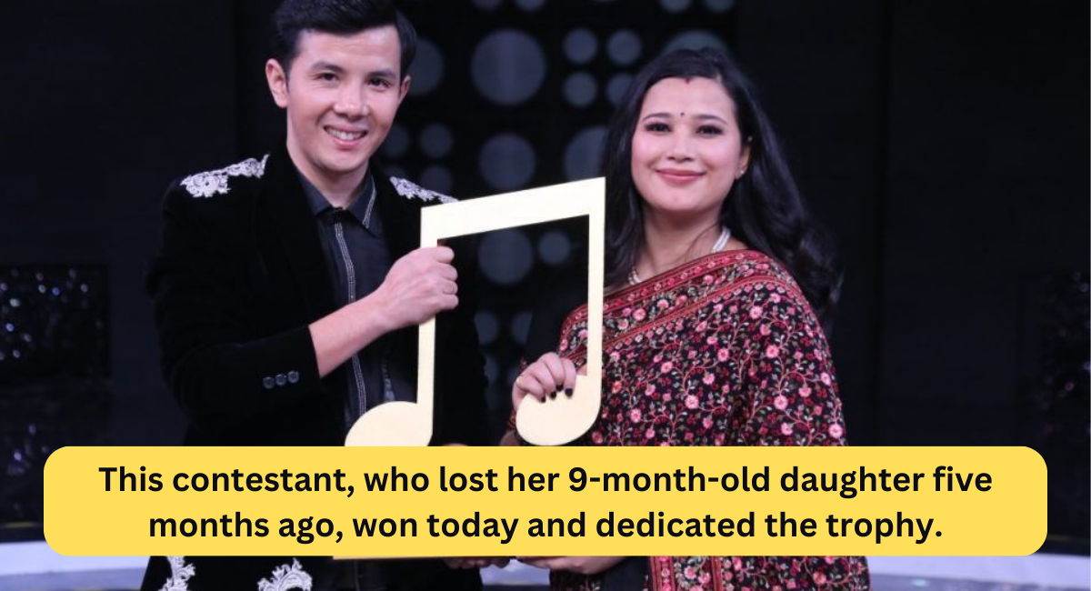 This contestant, who lost her 9-month-old daughter five months ago, won today and dedicated the trophy.